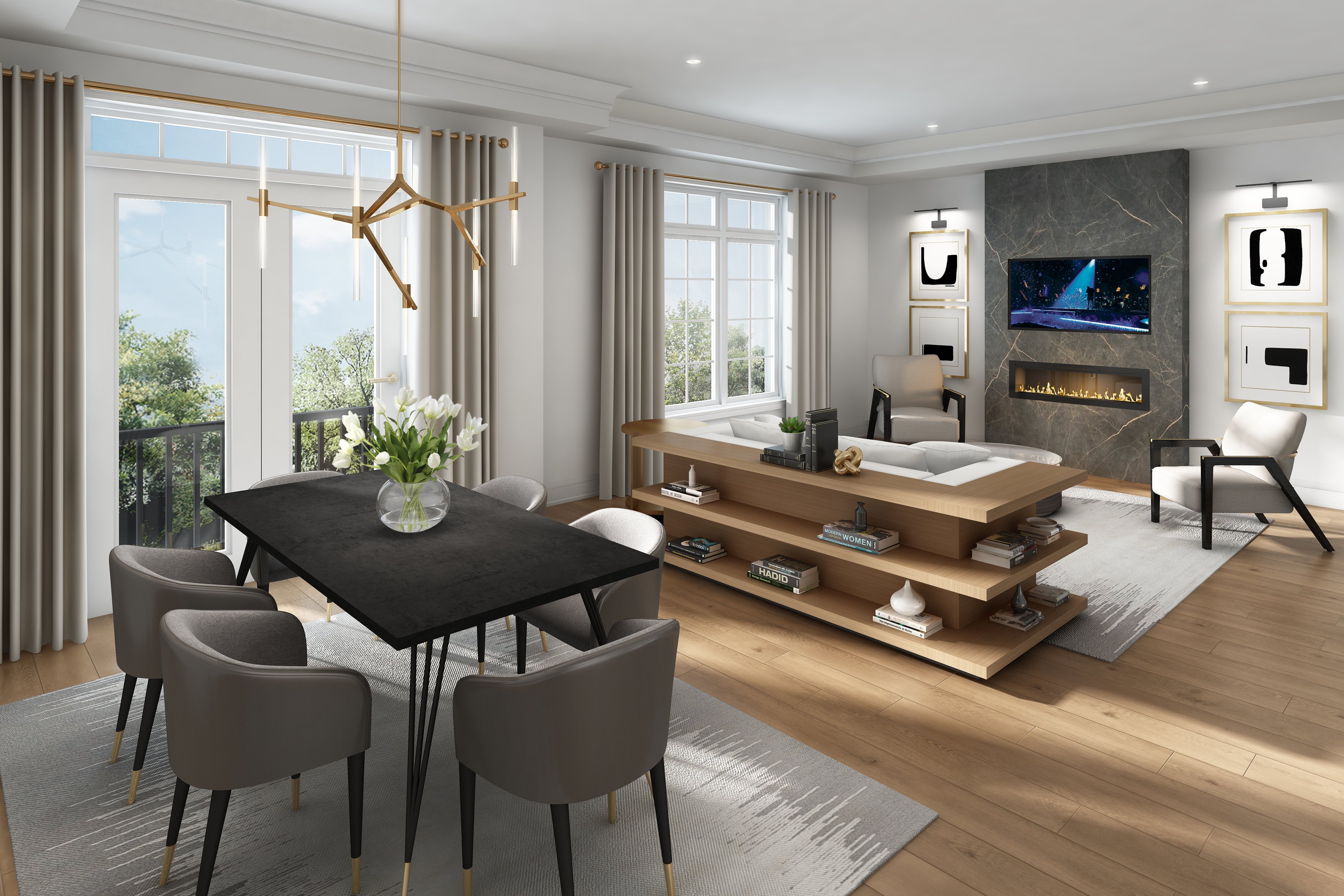 NY WALK living and dining interior rendering
